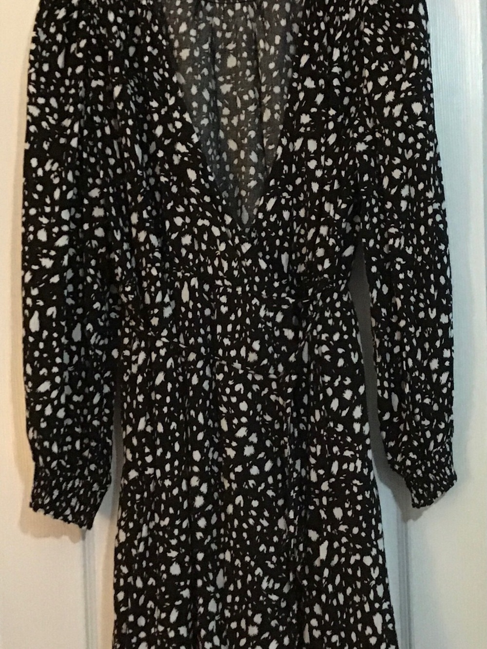easel Black and White V-Neck Wrap Dress